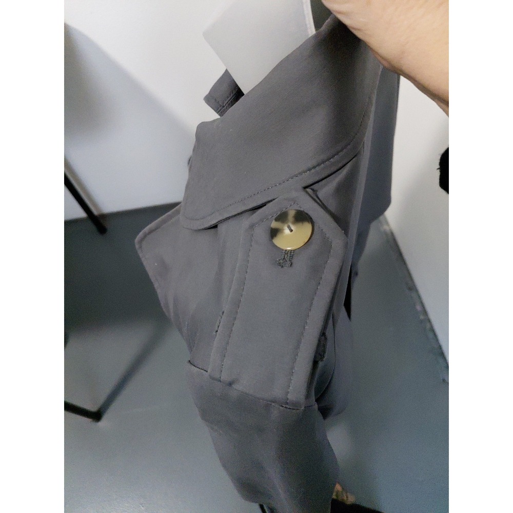 NEW MANGO MNG $159 GRAY LONG DOUBLE BREASTED TRENCH COAT Size XS Belted Luxury - Picture 7 of 16